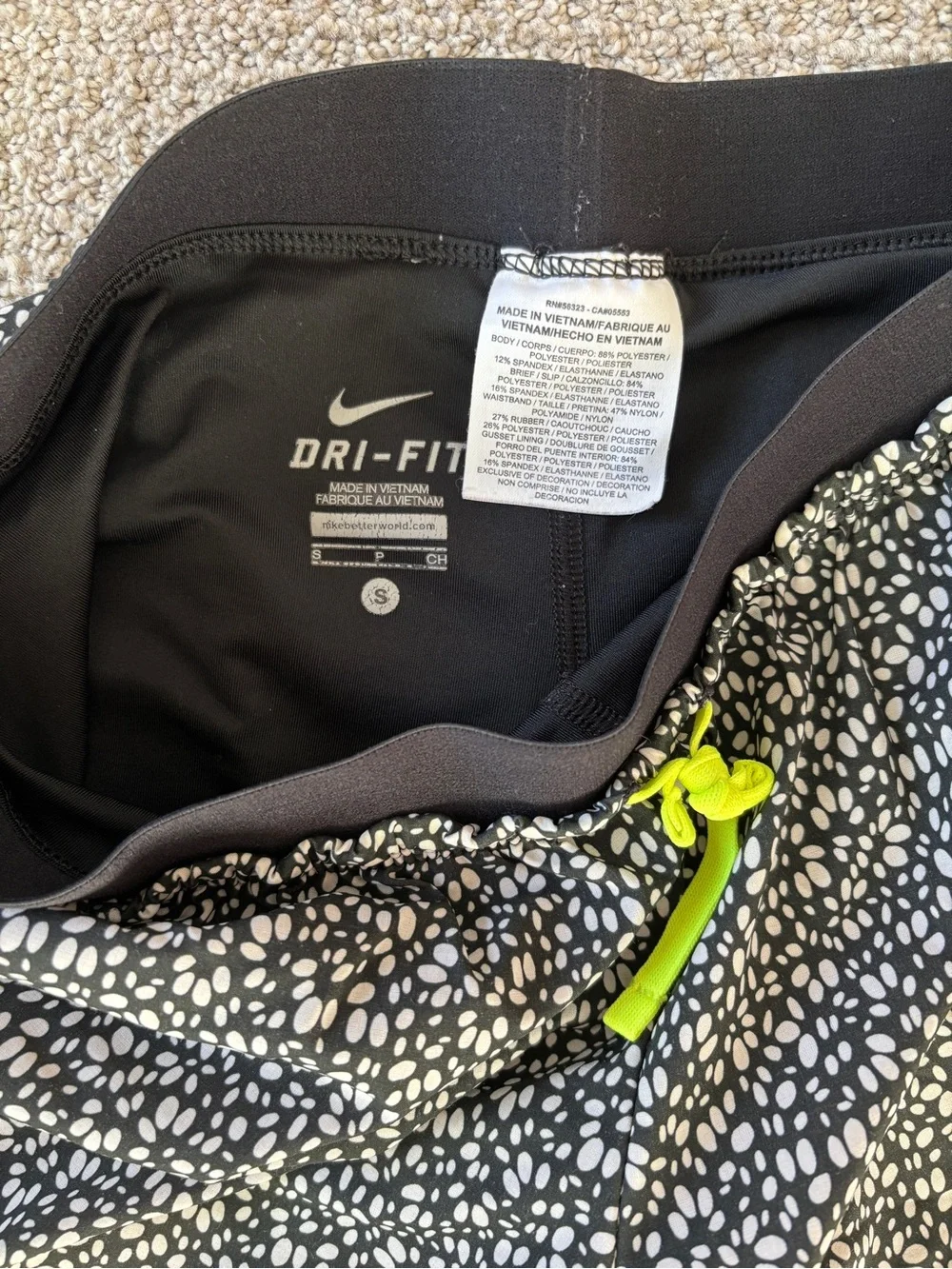 Nike Black & Neon Yellow Running Shorts